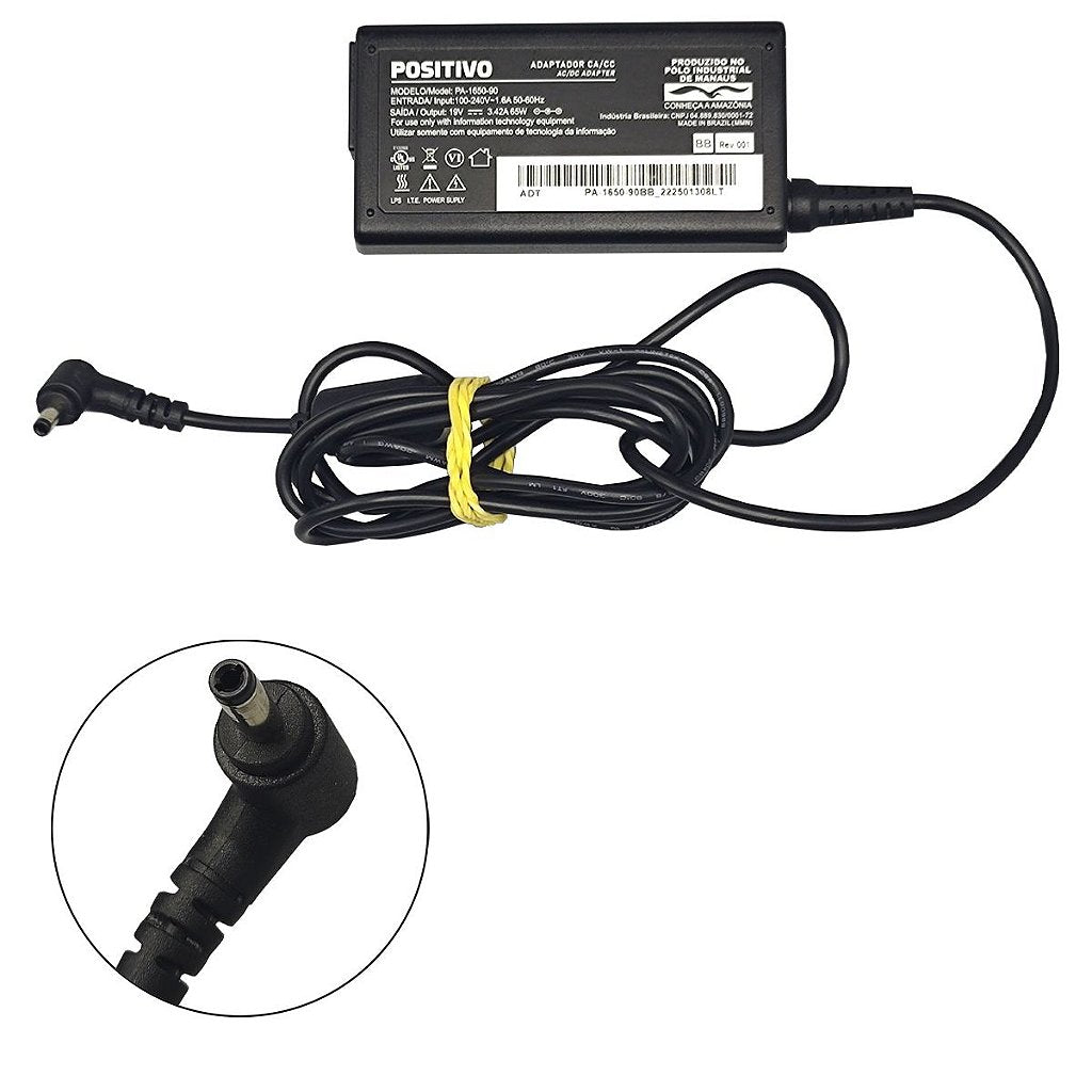 Carregador de Notebook Positivo 19v 3.42a 4.0x1.7 Original
