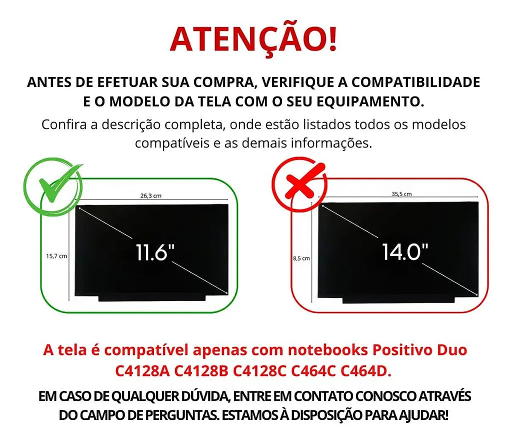 Tela 11.6 Slim Full Hd 30 Pinos Para Notebook Positivo Duo C4128b C4128a C4128c C464c C464d Sem fixação