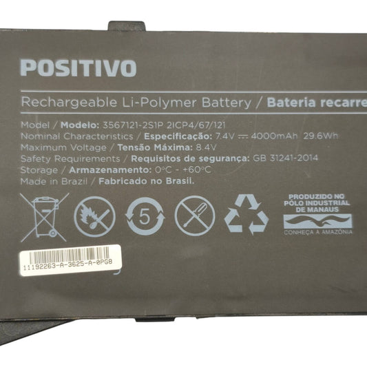 Bateria Notebook Positivo Vision C14 C4128A-14 3567121-2S1P Original 7.4V 4000mAh 29.6Wh