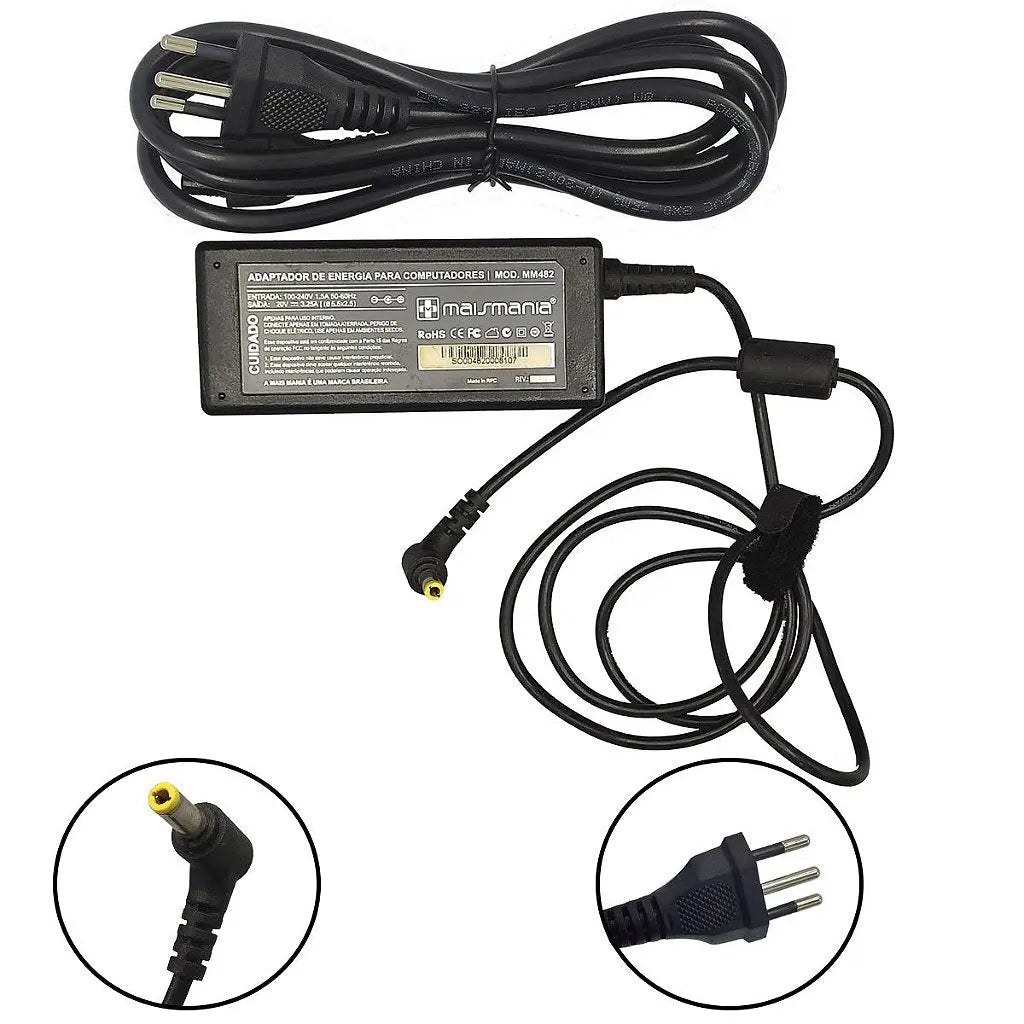 Carregador de Notebook CCE Toshiba Lenovo Positivo 20v 3.25a 5.5x2.5mm Paralelo