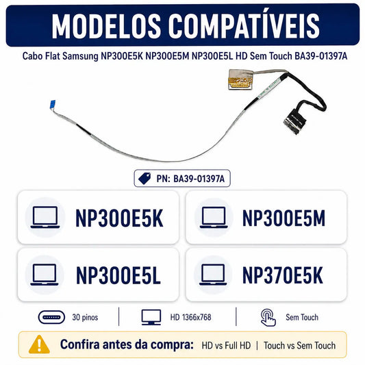 Cabo Flat Da Tela Notebook Samsung Np300e5m Np300e5k Np300e5l Ba39-01397a Samsung