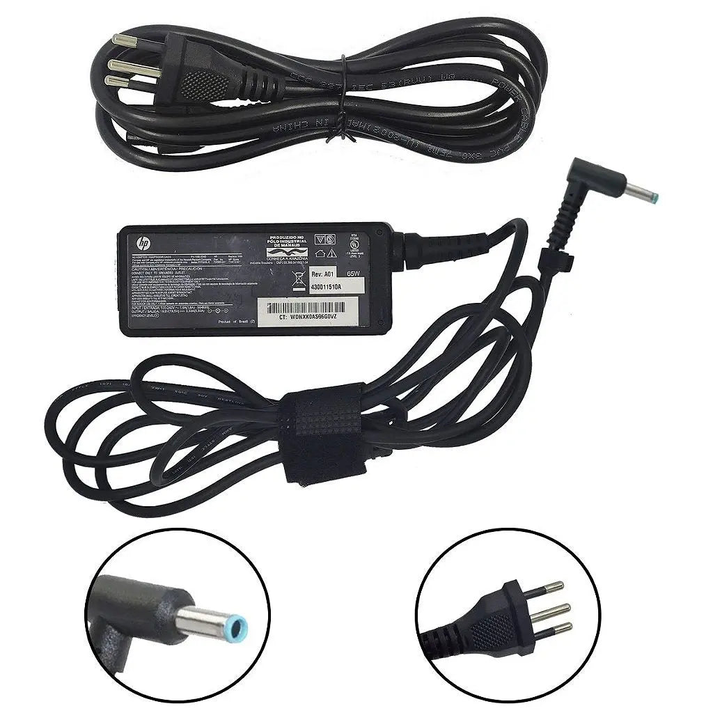 Carregador de Notebook Hp 19.5v 3.33a 65w 4.5x3.0mm Original Pino Azul