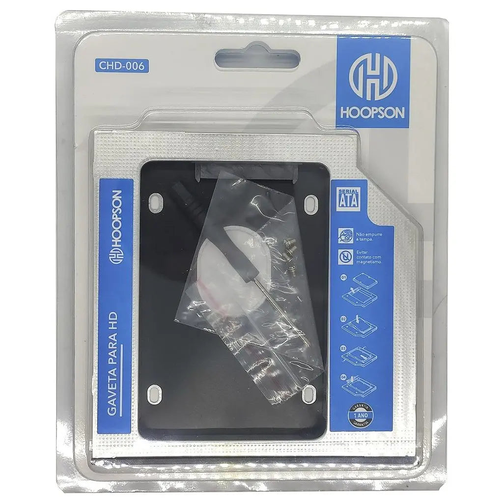 Adaptador Caddy 9,5mm para HD ou SSD 2,5" SATA – Upgrade para Notebook