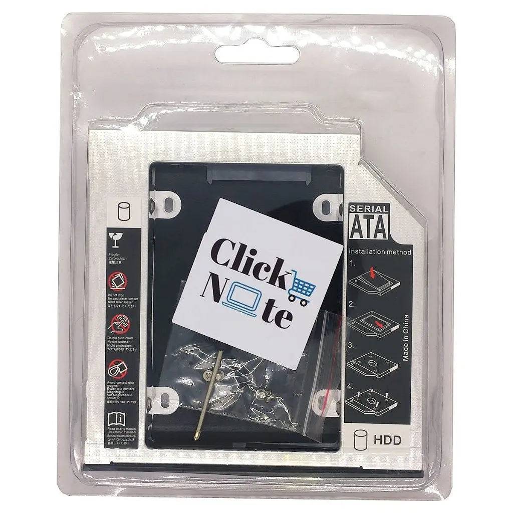 Adaptador Caddy 12,7mm SATA para HD e SSD de notebook - Prata e Preto