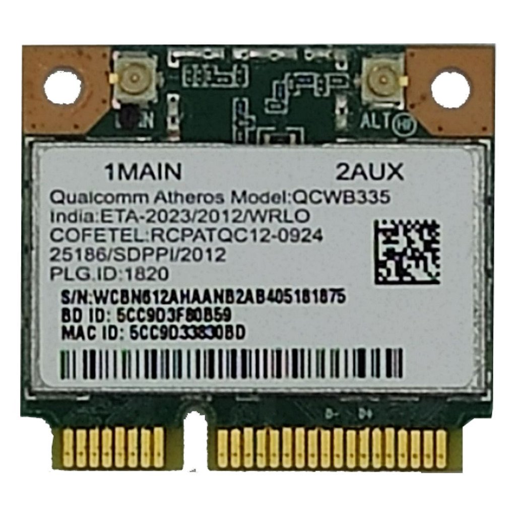 Placa Wireless Wifi Bluetooth Notebook Atheros Qcwb335