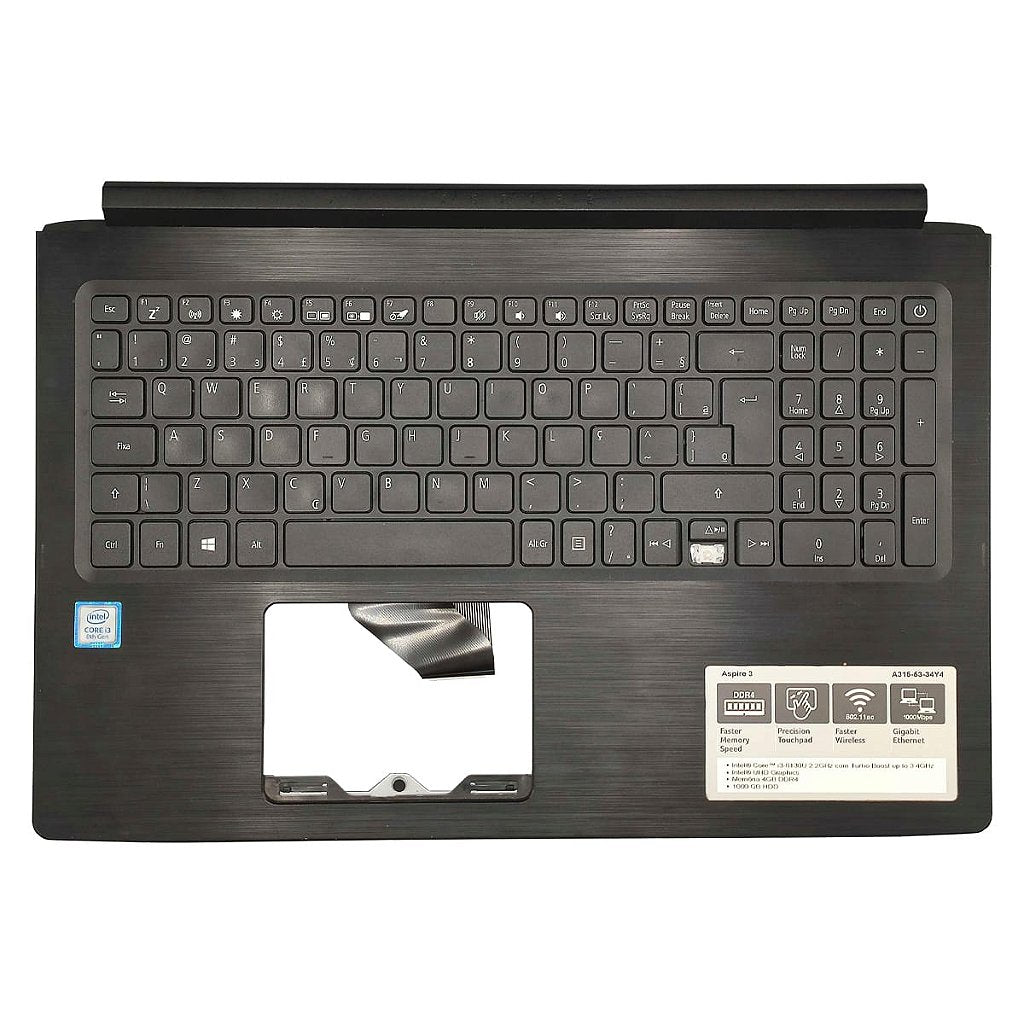 Carcaça Base Com Teclado Notebook Acer Aspire A313-33 A315-53 A515-51 Preto - Detalhe