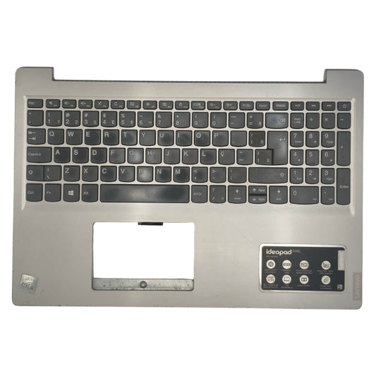 Palmrest Base Superior Teclado Lenovo IdeaPad S145-15 IIL IWL AST ABNT2 Prata AP1A4000C00 Com Detalhe