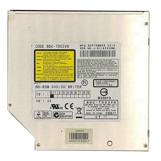 Drive Leitor Bluray e Gravador Dvd Pionner Bdc-td03vb 12.7mm Para Notebook Sony Vaio Pcg-61911x