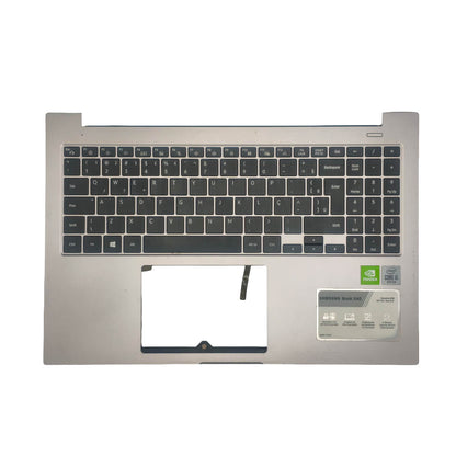 Base Superior com Teclado PT-BR Notebook Samsung NP550XCJ BA98-02233A Prata Com Detalhe