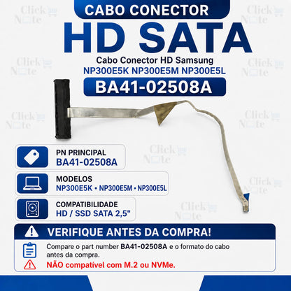 Cabo Conector Hd Notebook Samsung Np300e5k Np300e5m Np300e5l Ba41-02508a