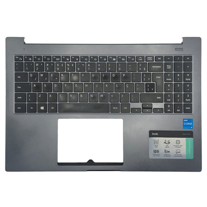 Carcaça Base Com Teclado Pt-br Notebook Samsung Np550xda Cinza Escuro Com Detalhe Sem Touchpad