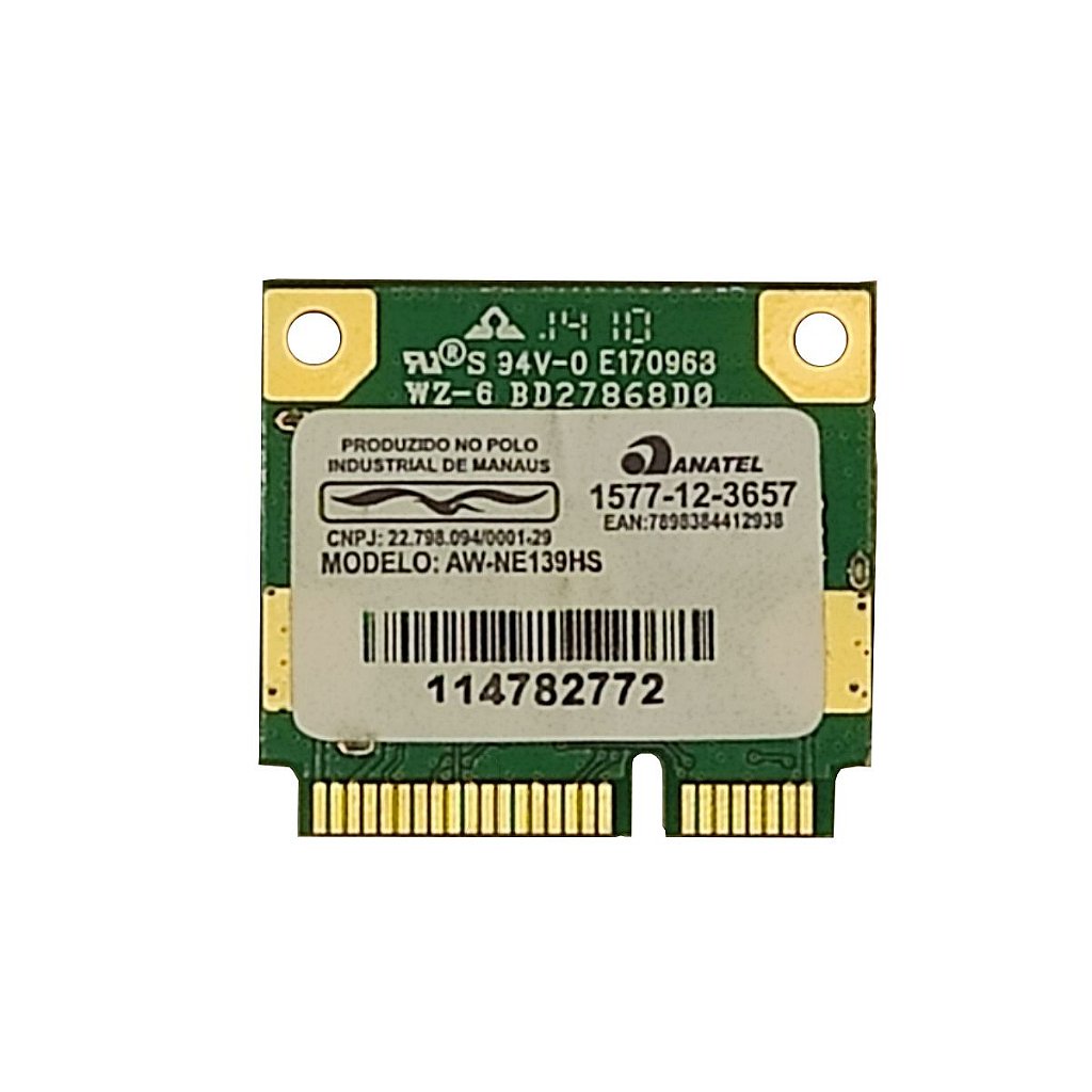 Placa Wifi Notebook Wireless 2.4Ghz Aw-Ne139h Realtek Rtl8188ce