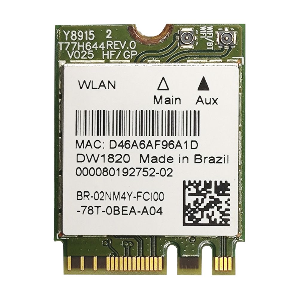 Placa Wifi Notebook Dual Band 5Ghz +Bt Qcnfa344a Dw1820 Dell Inspiron 15 7567 13 5378