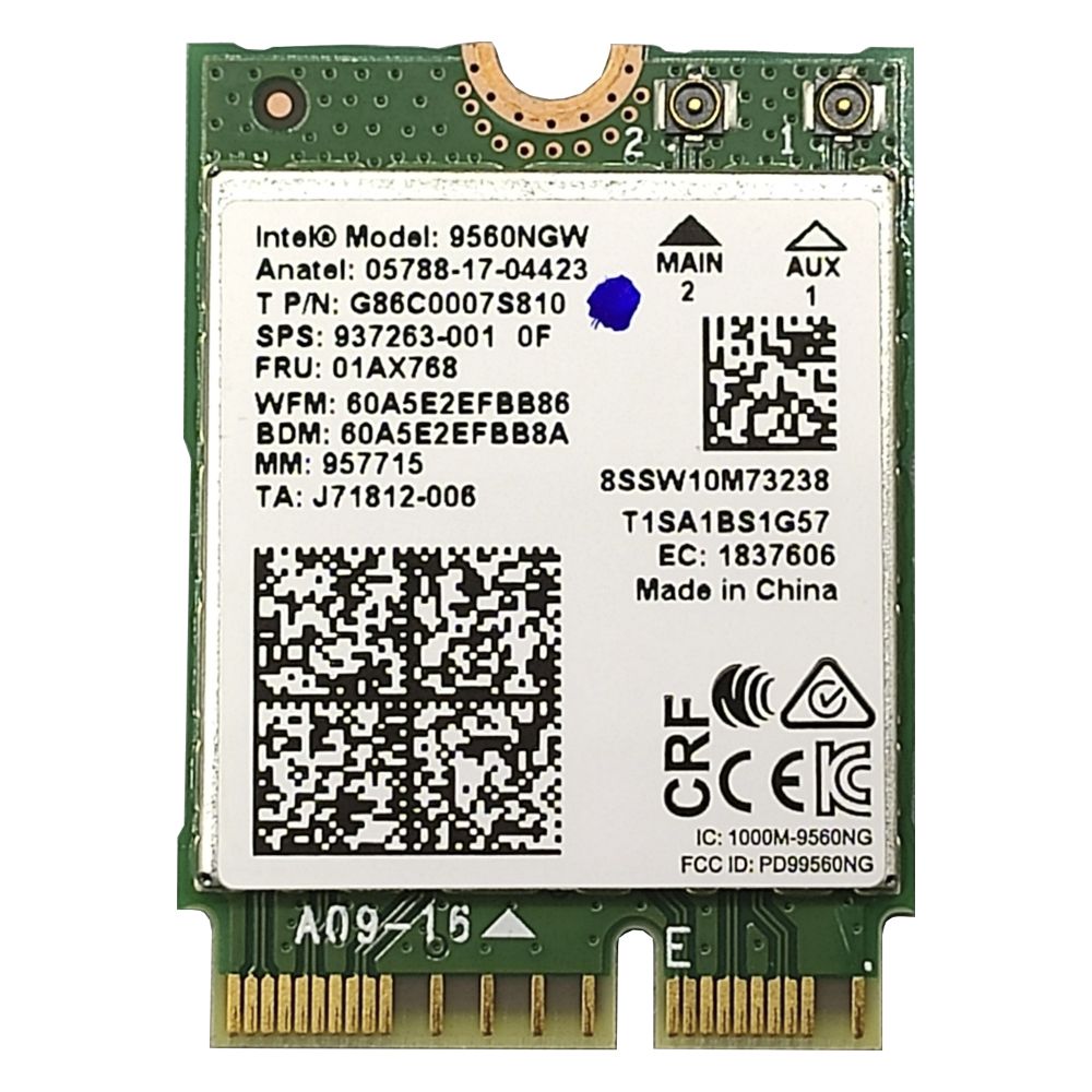 Placa Wifi Dual Band 5ghz Bluetooth 5.0 Intel Ac 9560 9560NGW