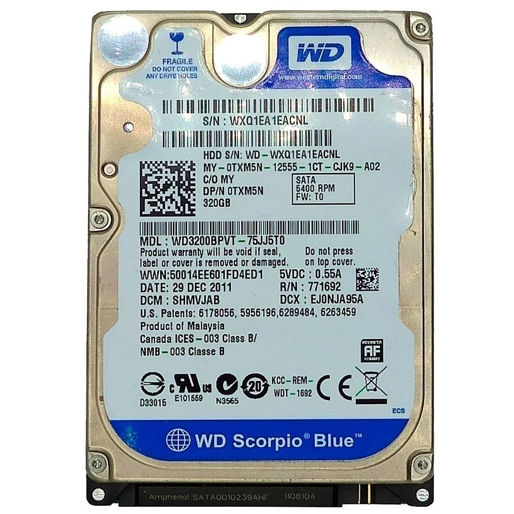 Hd Notebook 320Gb Wd Samsung Toshiba Seagate Western Digital