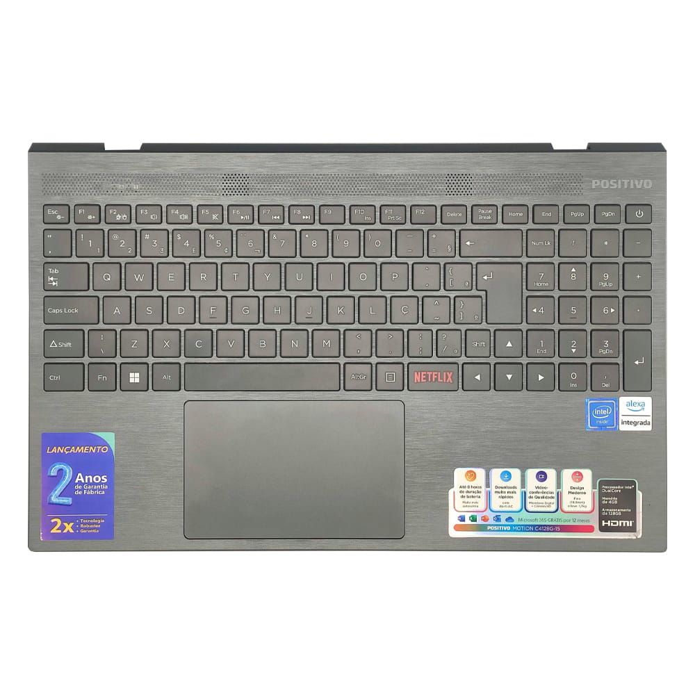 Carcaça Base Com Teclado e Touchpad Para Notebook Positivo Motion C4128g-15 Chumbo