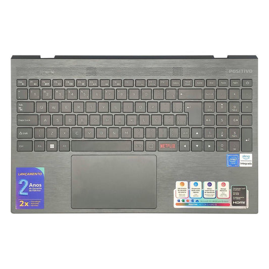 Carcaça Base Com Teclado e Touchpad Para Notebook Positivo Motion C4128g-15 Chumbo