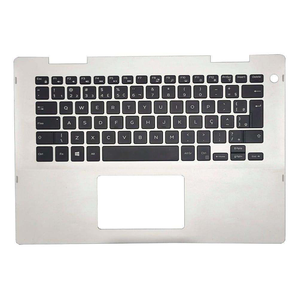 Carcaça Base Superior Com Teclado Retro iluminado Para Notebook Dell Inspiron 5482 09vmhf Prata
