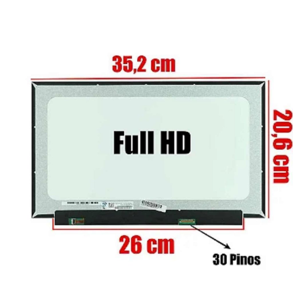 Tela 15.6 Slim 30 Pinos Nt156fhm-n43 V8.0 Full Hd para Notebook Pcb 26cm Com Detalhe