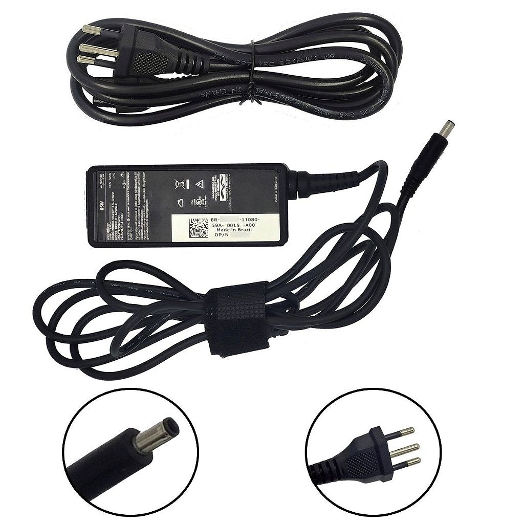 Carregador De Notebook Dell 19,5v 3.34a 65w 4.5mm X 3.0mm Notebook Dell Inspiron 15 5566