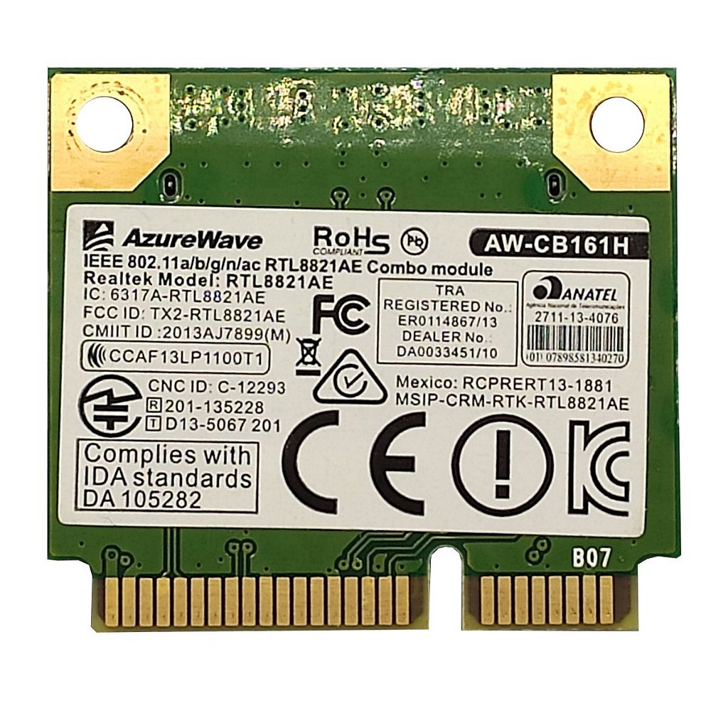 Placa Wifi Dual Band 5ghz Azurewave Rtl8821 Aw-cb161h Notebook Asus X555b