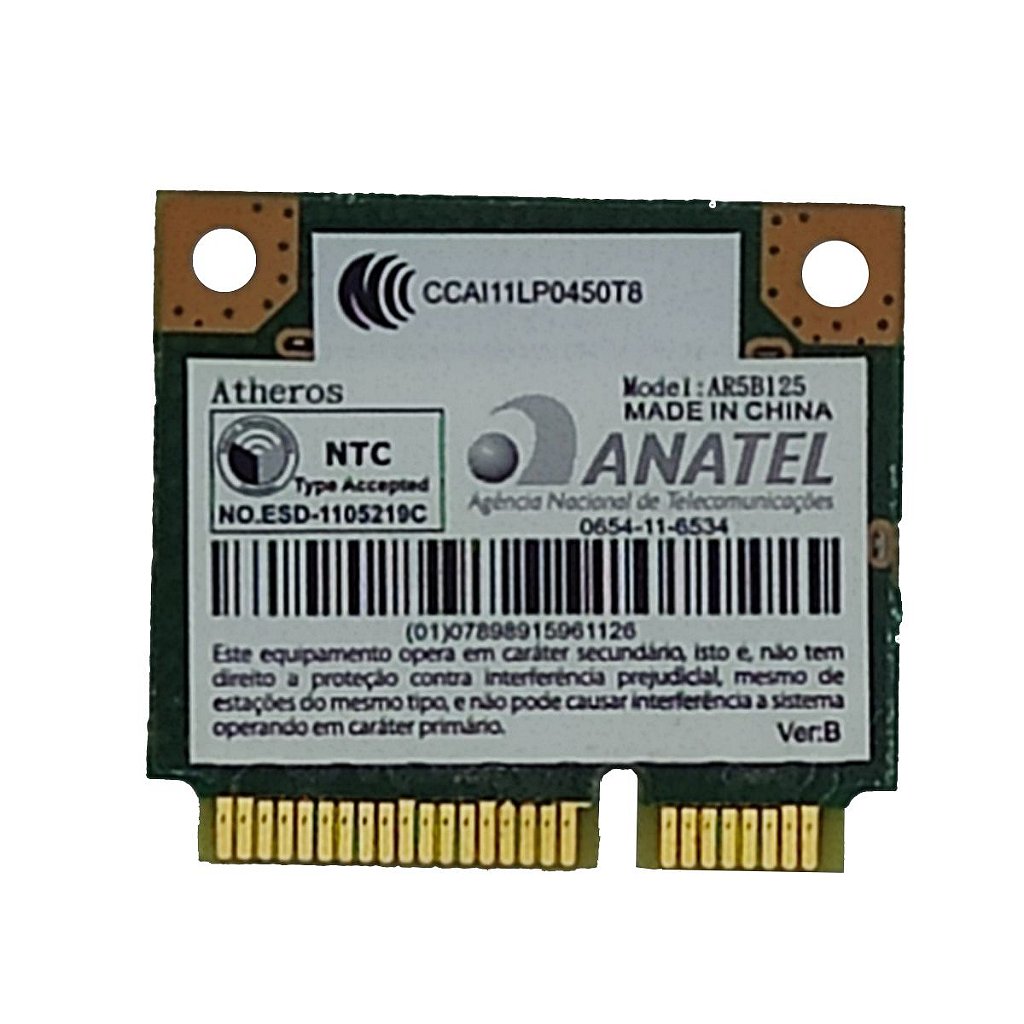 Placa Wifi Wireless Para Notebook Atheros Ar5b125 Etiqueta branca