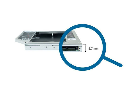 Adaptador Caddy 12,7mm SATA para HD e SSD de notebook - Prata e Preto