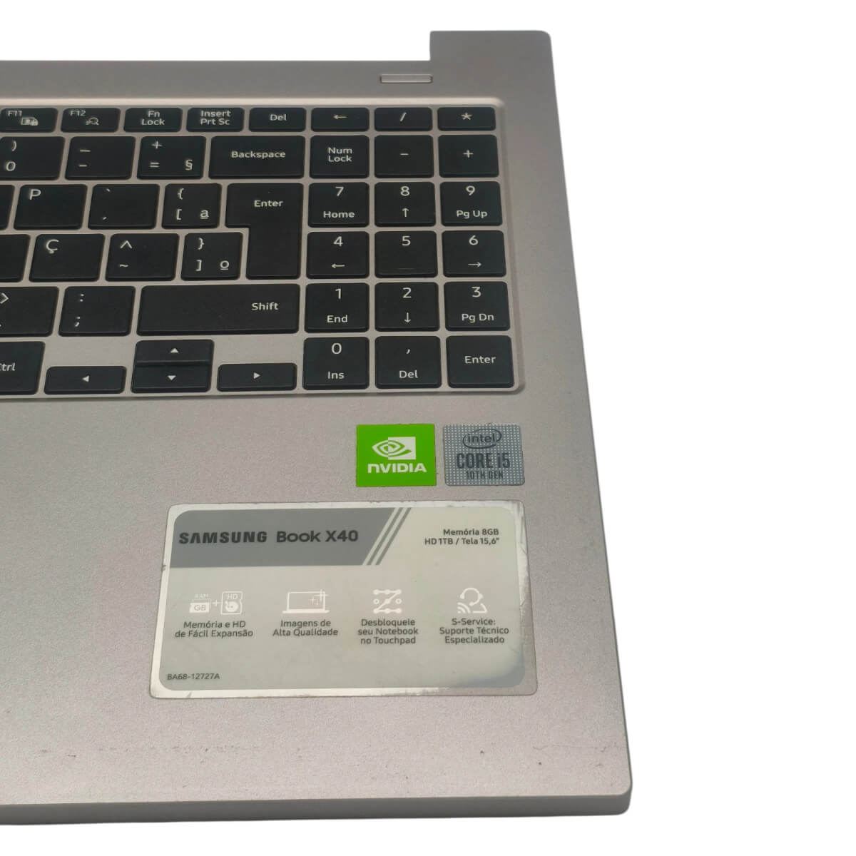Base Superior com Teclado PT-BR Notebook Samsung NP550XCJ BA98-02233A Prata Com Detalhe