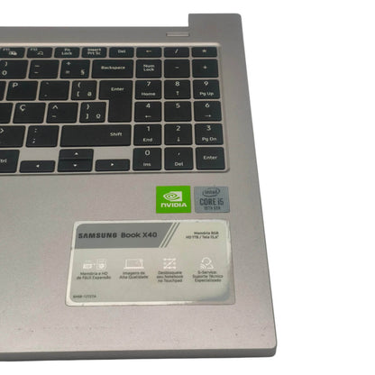 Base Superior com Teclado PT-BR Notebook Samsung NP550XCJ BA98-02233A Prata Com Detalhe
