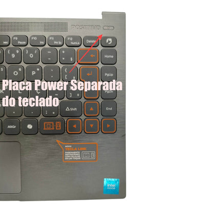 Carcaça Palmrest Teclado PT-BR Positivo Vision C14 C4128A-14 Placa Power Separada