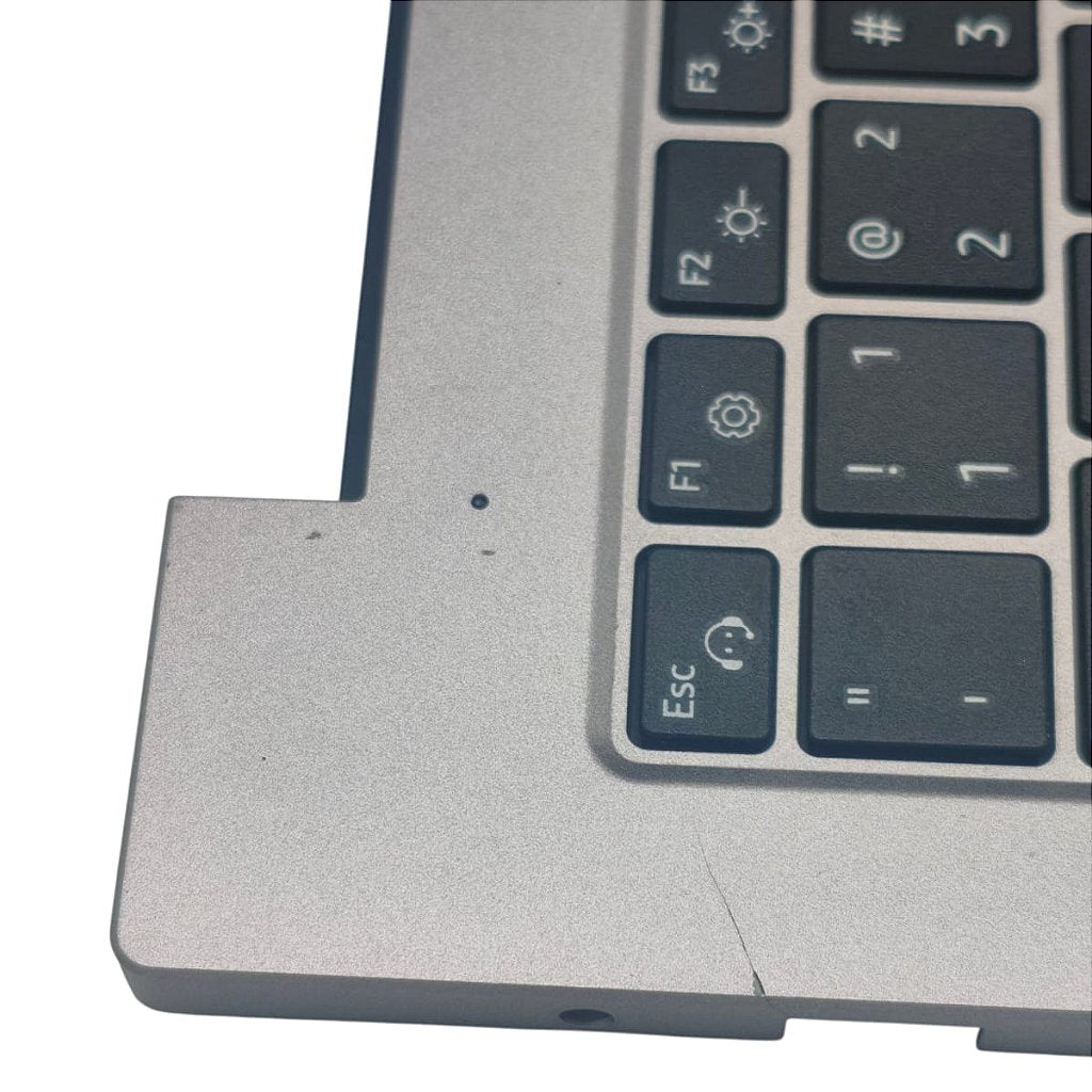 Carcaça Base Com Teclado Pt-br Notebook Samsung Np550xcj Prata Com Detalhe