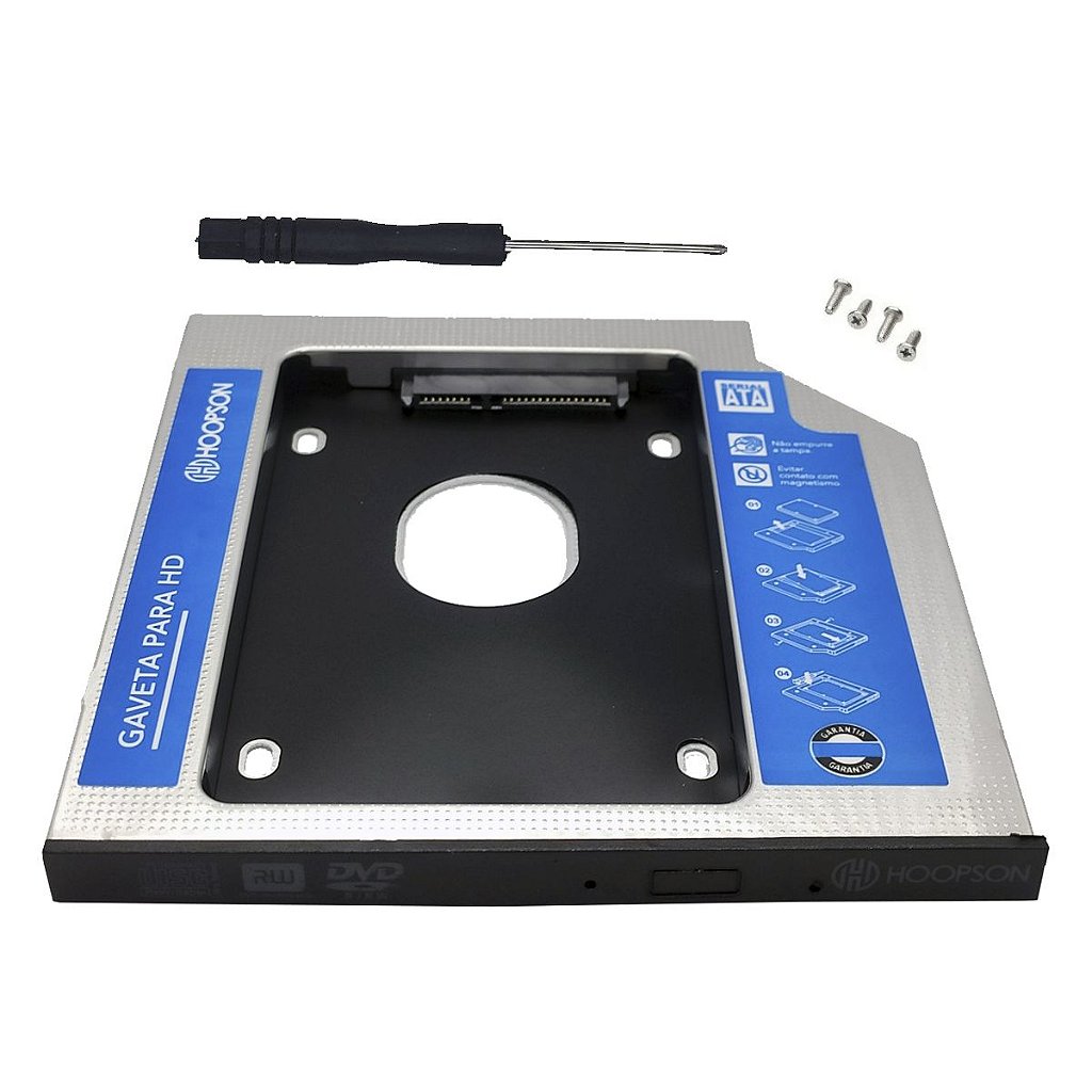 Adaptador Caddy 9,5mm para HD ou SSD 2,5" SATA – Upgrade para Notebook