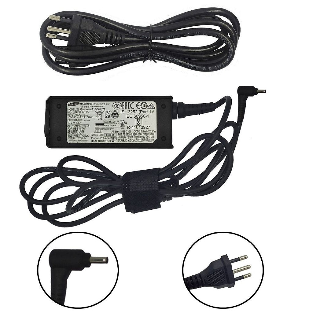 Carregador de Notebook Samsung Np350xaa Np550xda Np550xcj 19v 2.1a 40w 3.0 X 1.0mm Original