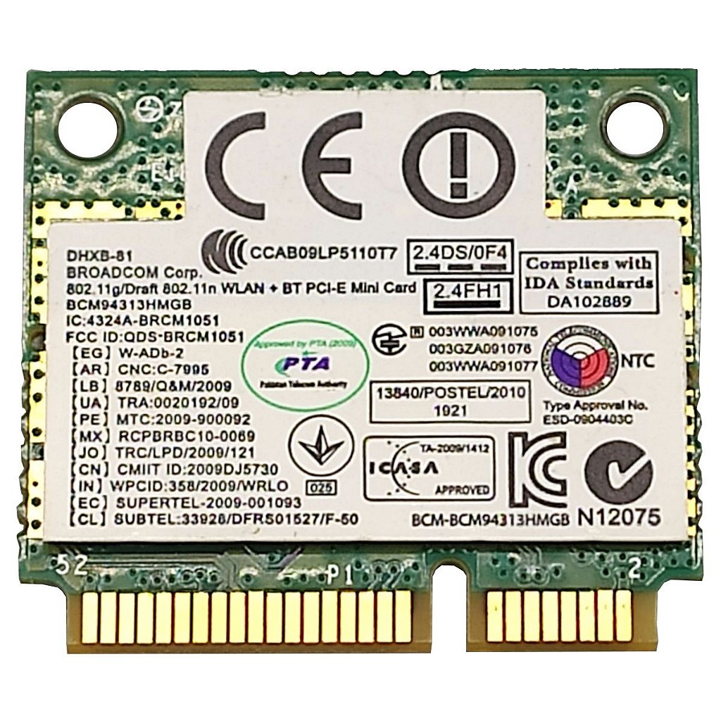 Placa Wifi Bluetooth Para Notebook Hp G42 G4-1130br G4-1000 Series Broadcom Bcm94313hmgb Bcm4313