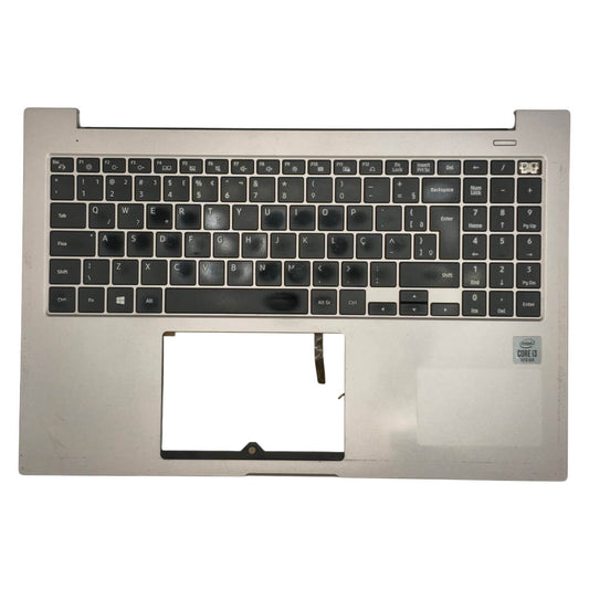 Base Superior com Teclado PT-BR Notebook Samsung NP550XCJ BA98-02233A Prata Com Detalhe