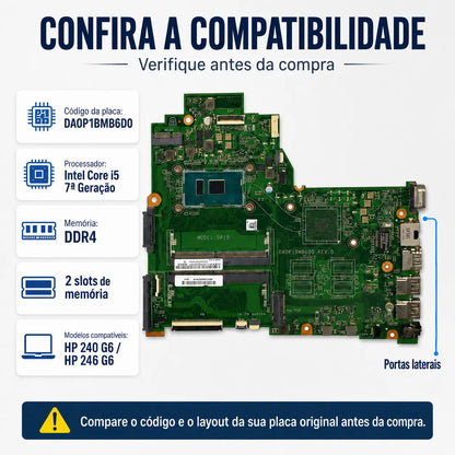 Placa Mãe HP 240 G6 246 G6 14-BS 14G 14Q i5-7ª Geração DDR4 Sem GPU DA0P1BMB6D0
