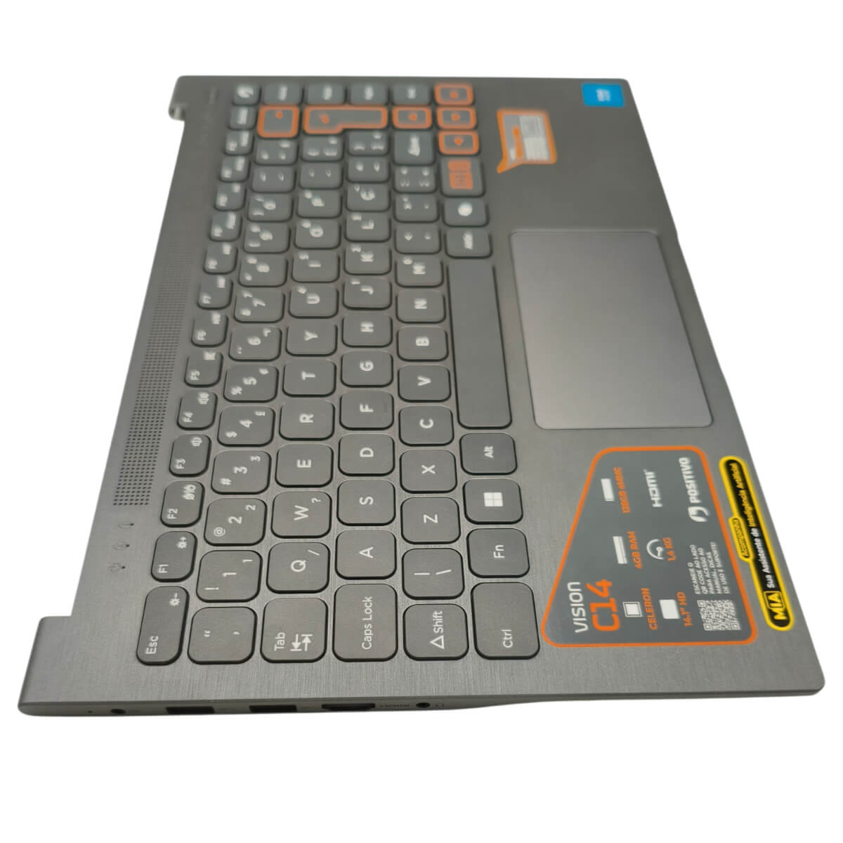 Carcaça Palmrest Teclado PT-BR Positivo Vision C14 C4128A-14 Placa Power Separada