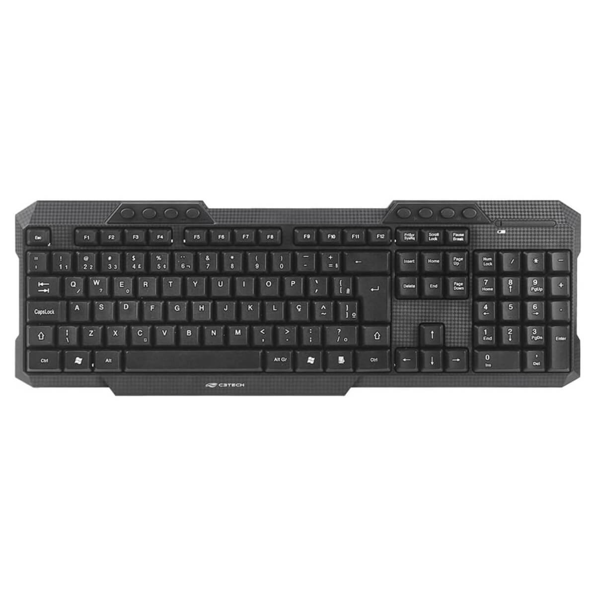 Kit Teclado e Mouse Sem Fio C3Tech K-W10 ABNT2 2.4GHz Multimidia 1600DPI Usado
