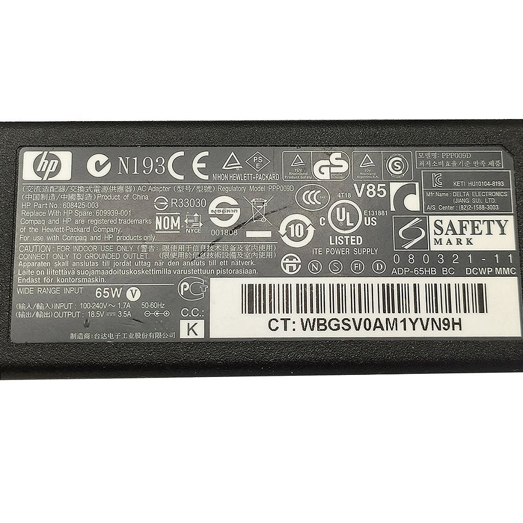 Carregador de Notebook Hp 18.5v 3.5amp 7.4x5.0 Mm 65w Pino Grosso Original