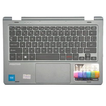 Carcaça Base Superior Com Teclado Pt-br e Touchpad Para Notebook Positivo Duo 2 em 1 C4128b Cinza