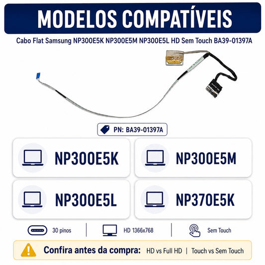 Cabo Flat Da Tela Notebook Samsung Np300e5m Np300e5k Np300e5l Ba39-01397a