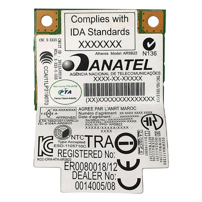 Placa Wifi Wireless 5ghz Ar5b22 Para Notebook Acer Aspire V3-471g M5-481t M5-481pt