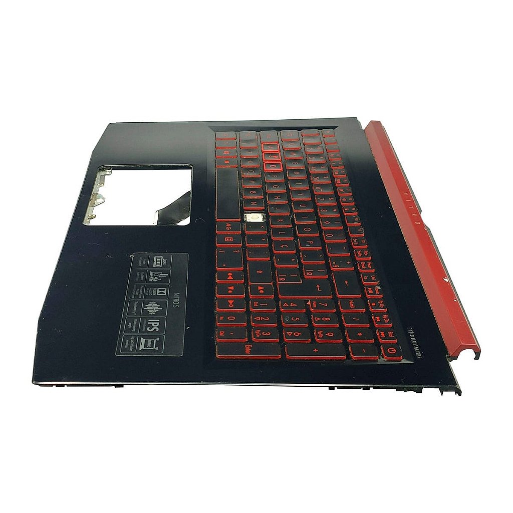 Carcaça Base Com Teclado Notebook Acer Nitro 5 An515-51 ap211000610 Preto e Vermelho com Detalhes
