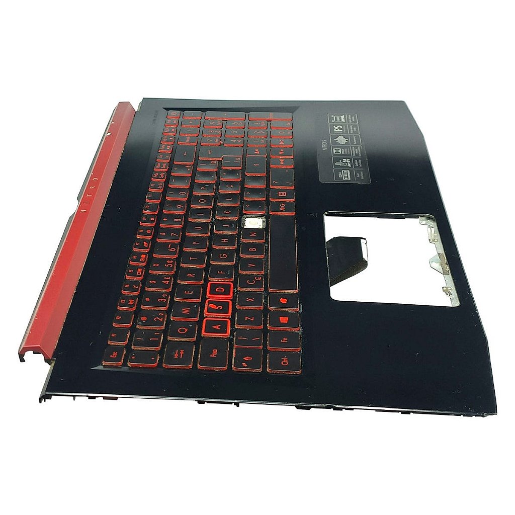 Carcaça Base Com Teclado Notebook Acer Nitro 5 An515-51 ap211000610 Preto e Vermelho com Detalhes