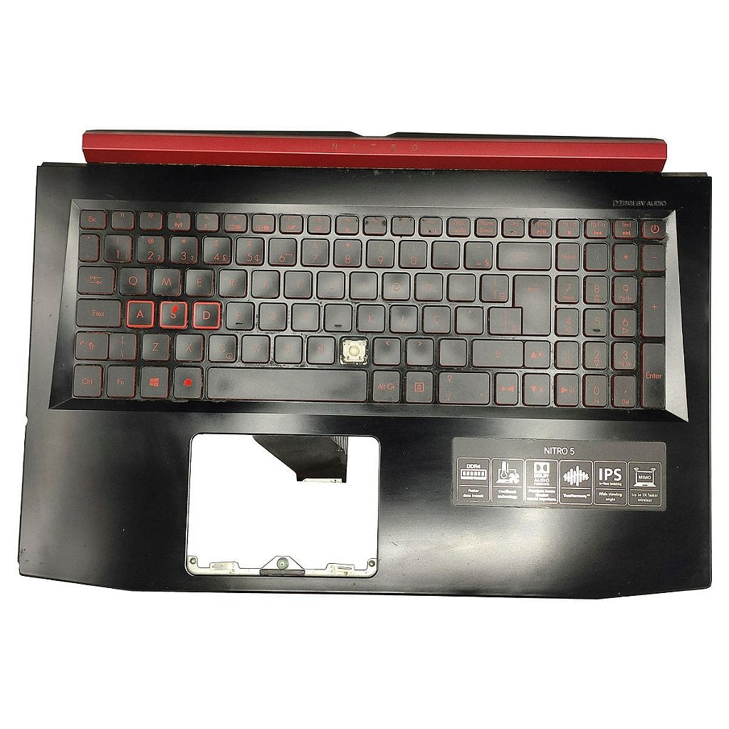 Carcaça Base Com Teclado Notebook Acer Nitro 5 An515-51 ap211000610 Preto e Vermelho com Detalhes