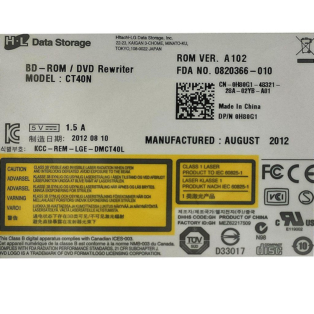 Gravador Dvd Para Notebook Dell Inspiron 7520 Leitor Blu-Ray Ct40n 12.7mm