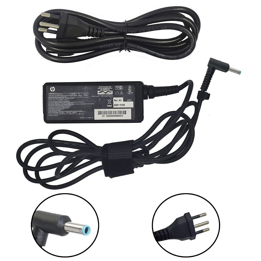 Carregador de Notebook Hp 19.5v 3.33a 65w 4.5x3.0mm Original Pino Azul