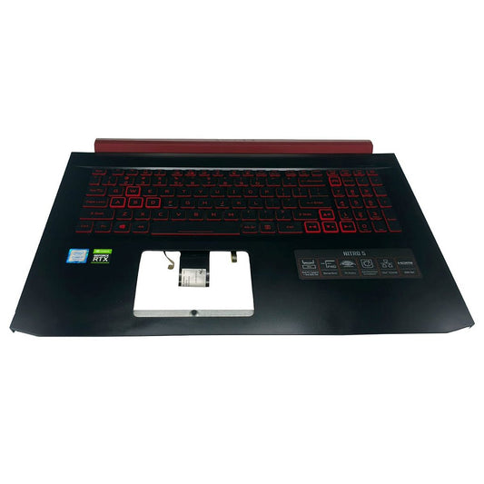 Carcaça Base Superior Com Teclado Ingles Retroiluminado Notebook Acer Nitro 5 AN517-51 Ap2k4000901 Preto e Vermelho