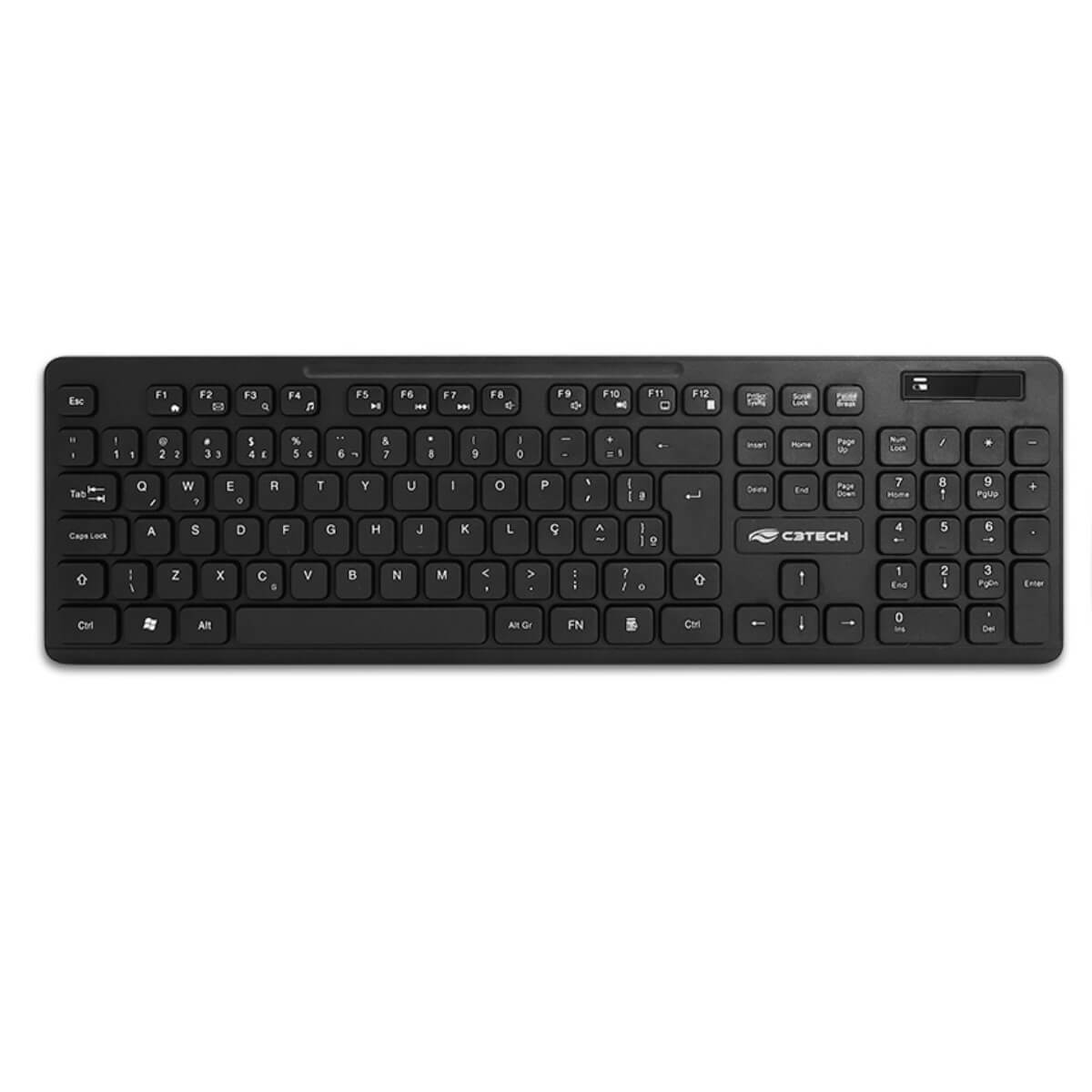Teclado Sem Fio C3Tech K-W20 ABNT2 2.4GHz 12 Teclas Multimidia 107 Teclas