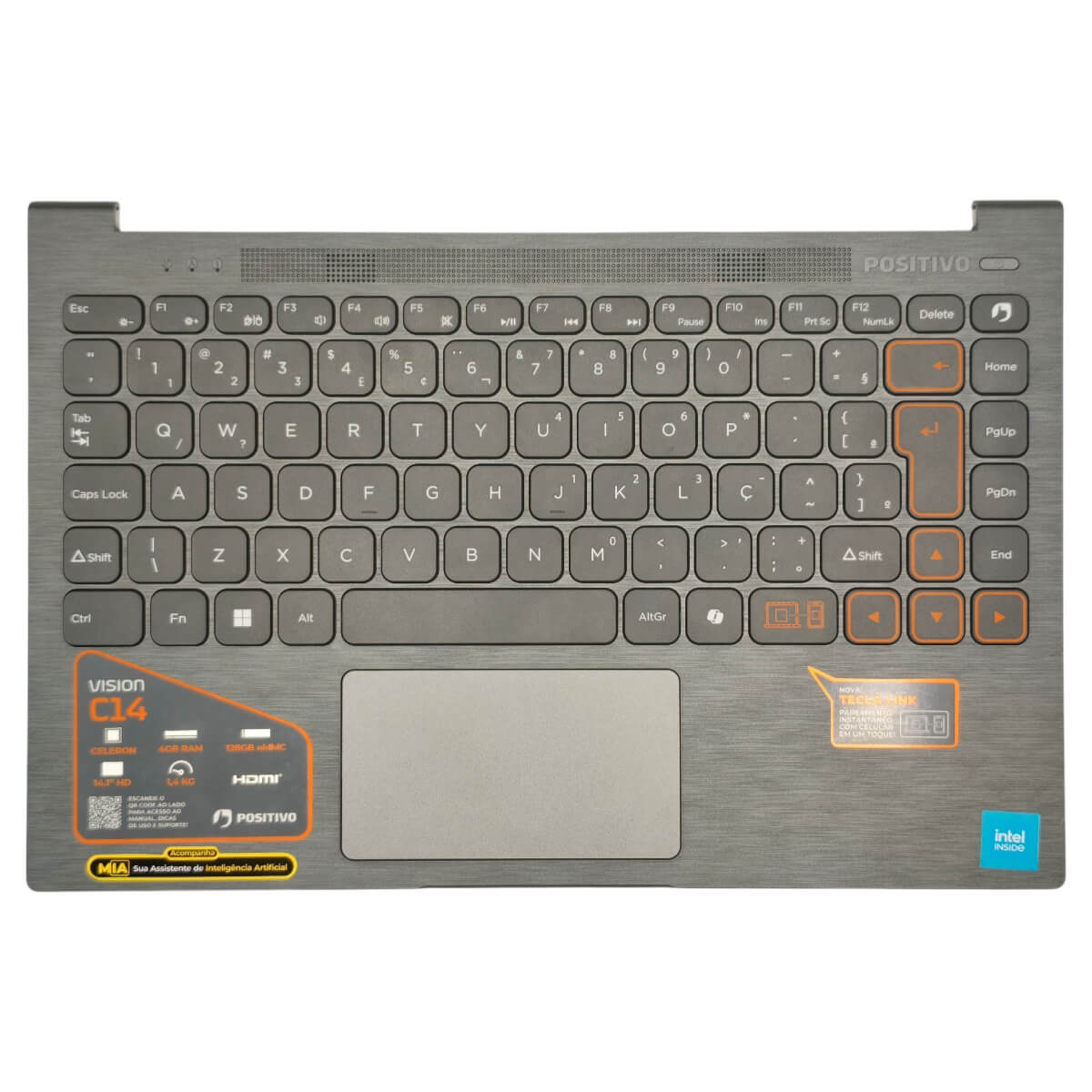 Carcaça Palmrest Teclado PT-BR Positivo Vision C14 C4128A-14 Placa Power Separada